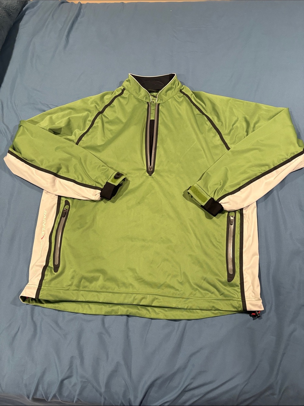 Men's Lime Green Ski Pullover with White Contrast Panels